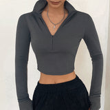 turtleneck Zipper  crop top