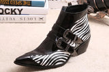 Leather Double Buckle Strap Boots