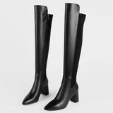 Vintage Leather Zipper Knee High Boots