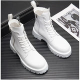 White Casual boots Zipper Punk Boots
