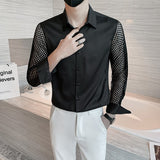 Hollow Lace Sleeve Dress Shirt