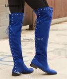 Suede Flat Knee High Boots