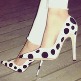 Black White Polka Dot High Heels