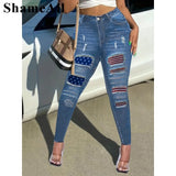 Plus Size American Flag Ripped Jeans