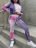 Purple Drawstring Bandana Sweat Suit