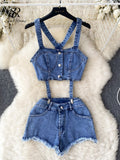Crop Jeans Tank Top Set