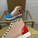 Red Sole Casual Leather Studded Sneakers