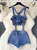 Crop Jeans Tank Top Set
