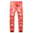 Red Slim Fit Pocket Jeans
