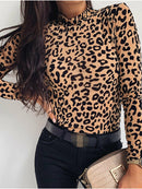Leopard TurtleNeck Slim Fit Top