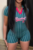 Baseball V Neck Romper Shorts