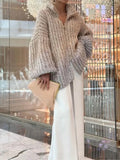 Stand Collar Zipper Sparkling Cardigan