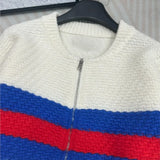 Knit Jacket Round Neck zipper Cardigan