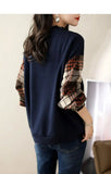 Casual Plaid Sleeve Sweatshirt