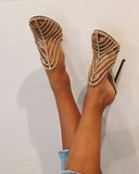 Stiletto Rhinestone Round Toe High Heels