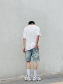 Ripped  Loose Fit Jean Shorts