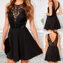 Black Lace Mesh Dress