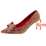Shiny Glitter Bow High Heels