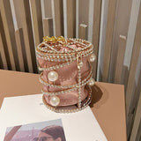 Rhinestones Metal Pearl Clutch