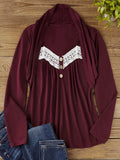 Pullover Button Lace Blouse Top