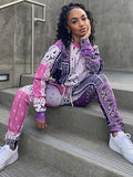 Purple Drawstring Bandana Sweat Suit