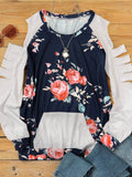 Floral Cut Out Sleeve Pocket Blouse Top
