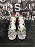 Striped Rhinestone Rivet High Top Sneakers