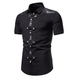 Punk  Rivet Short Sleeve Dress Shirt