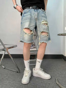 Ripped  Loose Fit Jean Shorts
