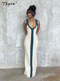 Front Stripe V Neck Dress