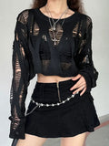 Perforated Hollow Knitted Top
