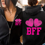 BFF Pink Hearts Sweater Hoodie