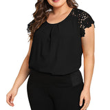 Plus Size  Lace Shoulder Top