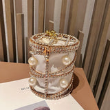 Rhinestones Metal Pearl Clutch