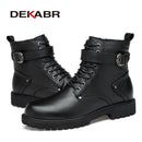Genuine Leather Buckle Boots