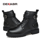 Genuine Leather Buckle Boots
