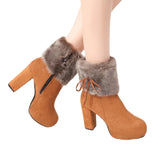 Round Toe Suede Zipper Boots