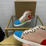Red Sole Casual Leather Studded Sneakers