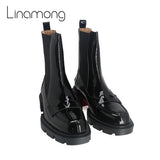 Patent Leather Round Toe Boots