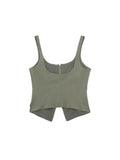 Halter Crop Zip Pockets Tank Top