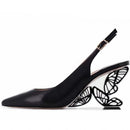 Butterfly Leather Pointed High Heels