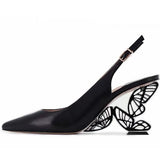 Butterfly Leather Pointed High Heels