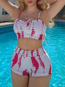 Tie Dye Drawstring Shorts Bikini
