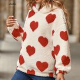 Plush Hearts Sweater Hoodie