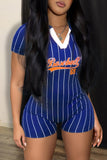 Baseball V Neck Romper Shorts