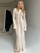 White Stripe Knitted Dress