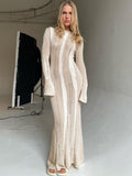 White Stripe Knitted Dress