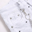 White Polka Dot  Rhinestone Jeans