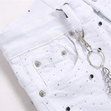 White Polka Dot  Rhinestone Jeans