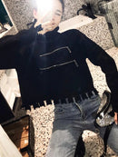 Turtleneck Double Zipper Top